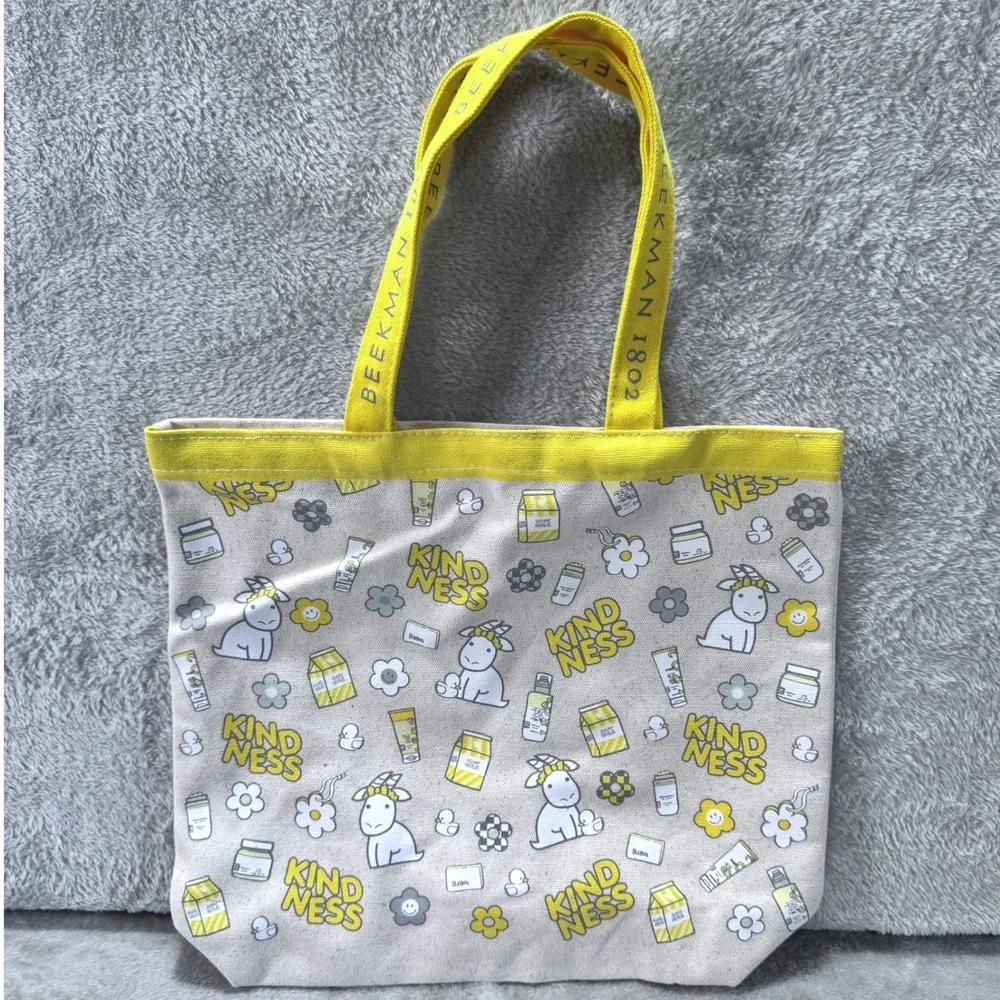 Beekman 1802 Kindness Goat Print Canvas Tote Bag 100% Cotton Reusable Shopper